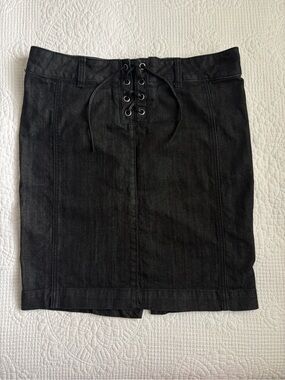 Vintage 2000s Guess Jeans Lace Up Black Denim Skirt